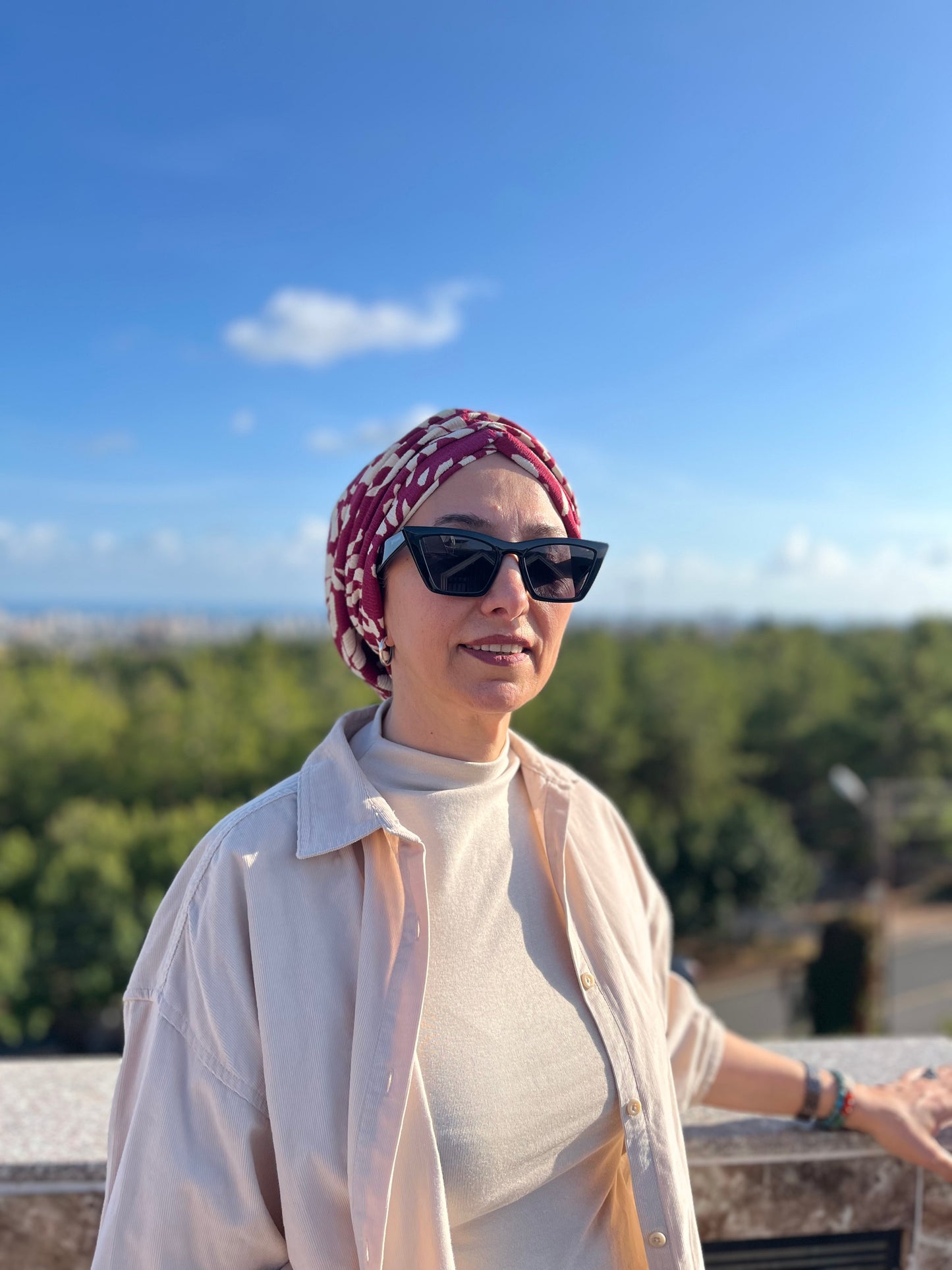 PEMBE - KREM DESENLİ BÜRÜMCÜK BÜZGÜLÜ BONE