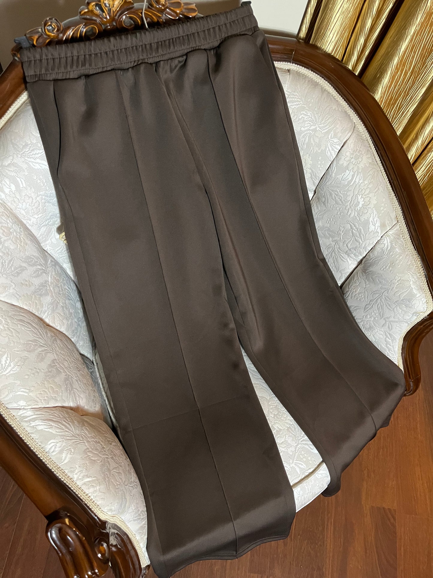 Dikiş İzli Bol Paça Scuba Pantolon (Kahverengi)