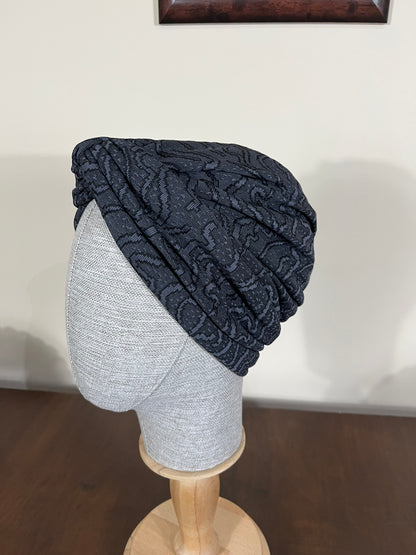 GRİ ŞAL DESEN JAKARLI BURGULU BONE