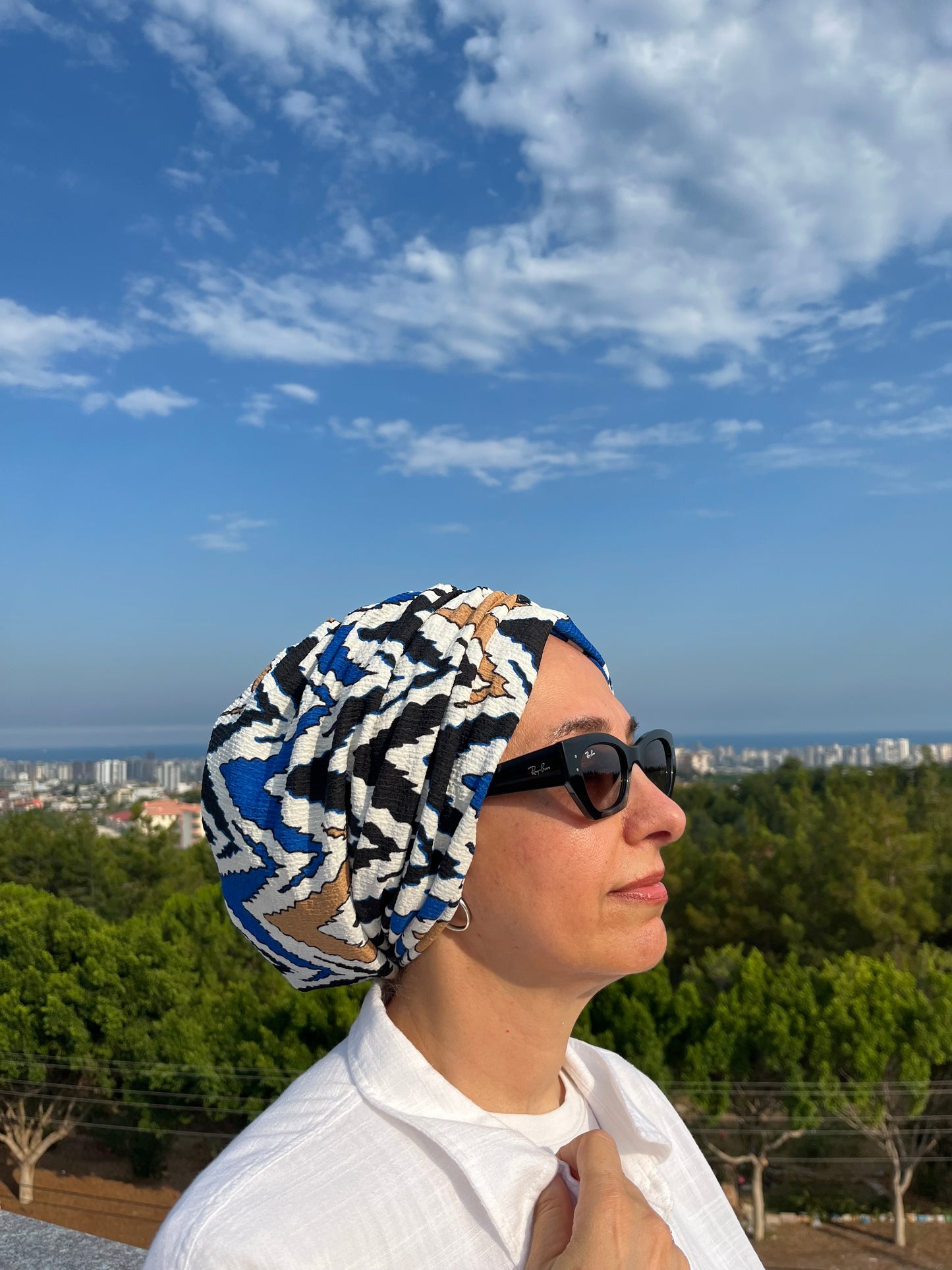 MAVİ ZİGZAG BÜRÜMCÜK BÜZGÜLÜ BONE