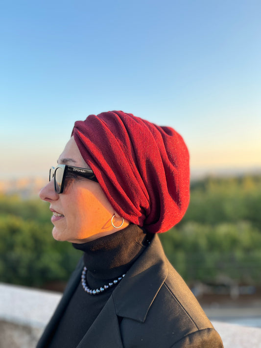VİŞNE SİMLİ İNCE ÖRME TRİKO BÜZGÜLÜ BONE