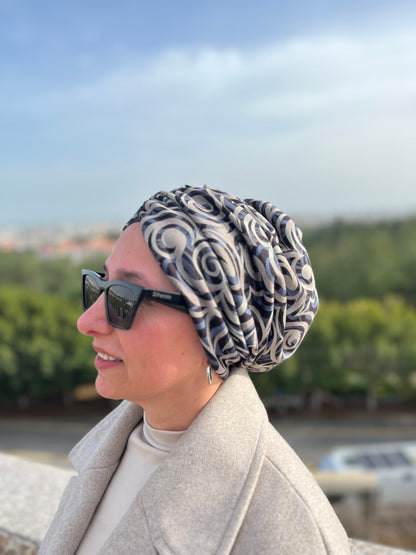 DALGA DESENLİ MENEKŞE BÜZGÜLÜ BONE