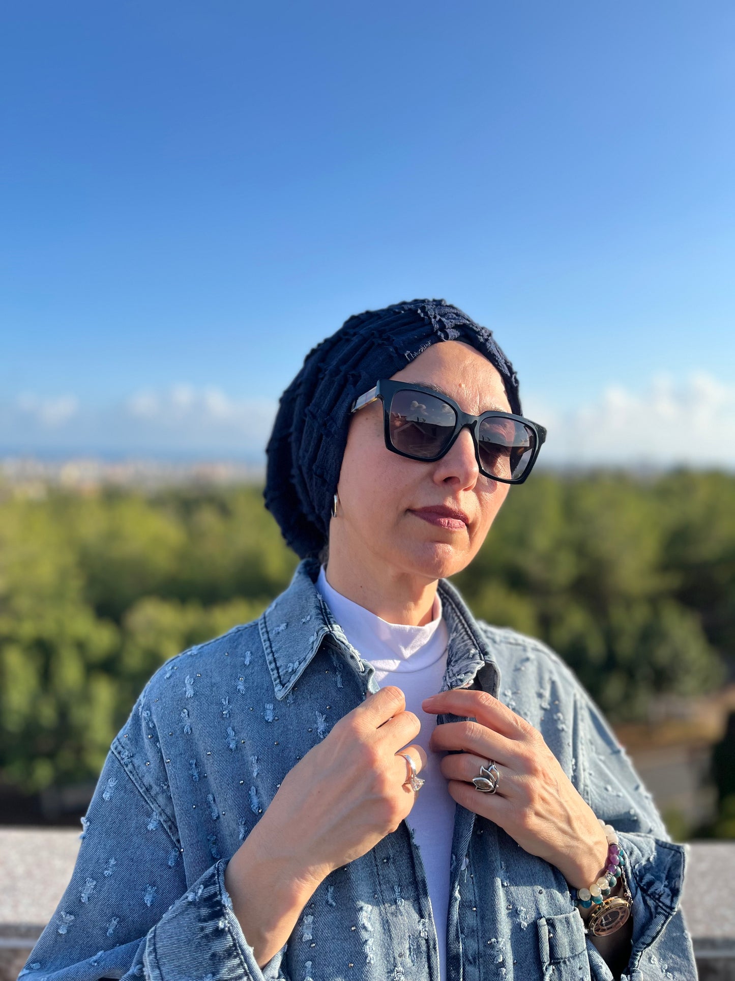 LACİVERT BÜRÜMCÜK BÜZGÜLÜ BONE