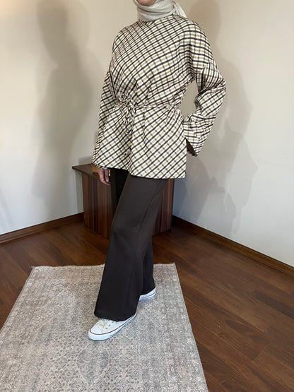 EKOSE DESENLİ SCUBA TAKIM - KAHVERENGİ