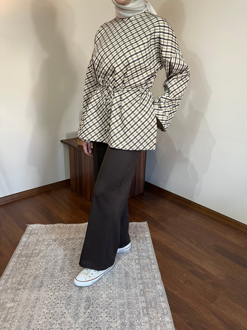 EKOSE DESENLİ SCUBA TAKIM - KAHVERENGİ