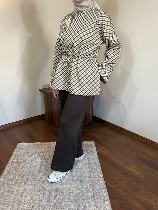 EKOSE DESENLİ SCUBA TAKIM - KAHVERENGİ