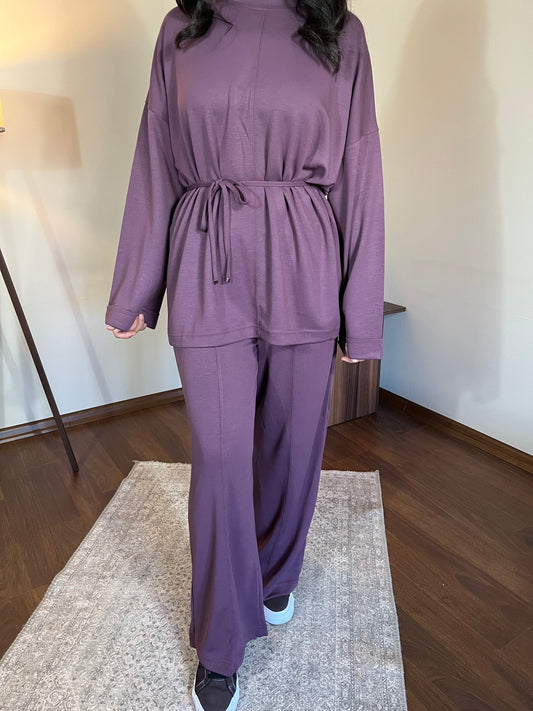 Modal Kumaş Bağcık Detaylı Takım (Mürdüm)