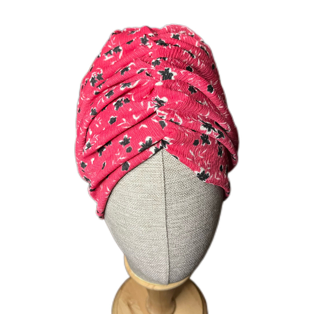 PEMBE ÇİÇEK DESENLİ BÜRÜMCÜK BÜZGÜLÜ BONE