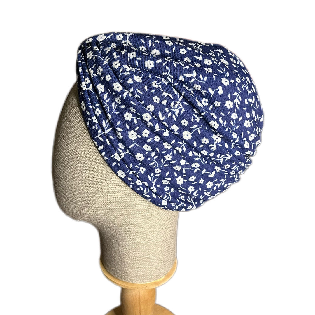 MAVİ ÇİÇEK DESENLİ BÜRÜMCÜK BURGULU BONE