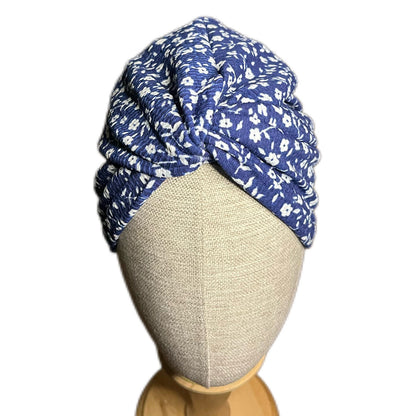 MAVİ ÇİÇEK DESENLİ BÜRÜMCÜK BURGULU BONE