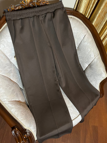 Dikiş İzli Bol Paça Scuba Pantolon (Kahverengi)